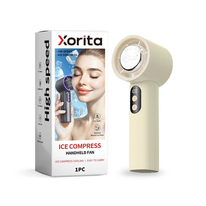 Ice Pack Handheld Fan Lotus White
