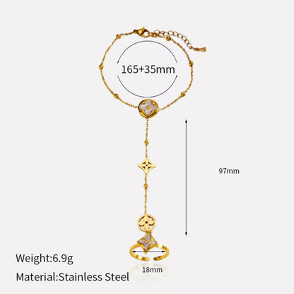 18K Gold-Plated Clover Charm Hand Chain Bracelet