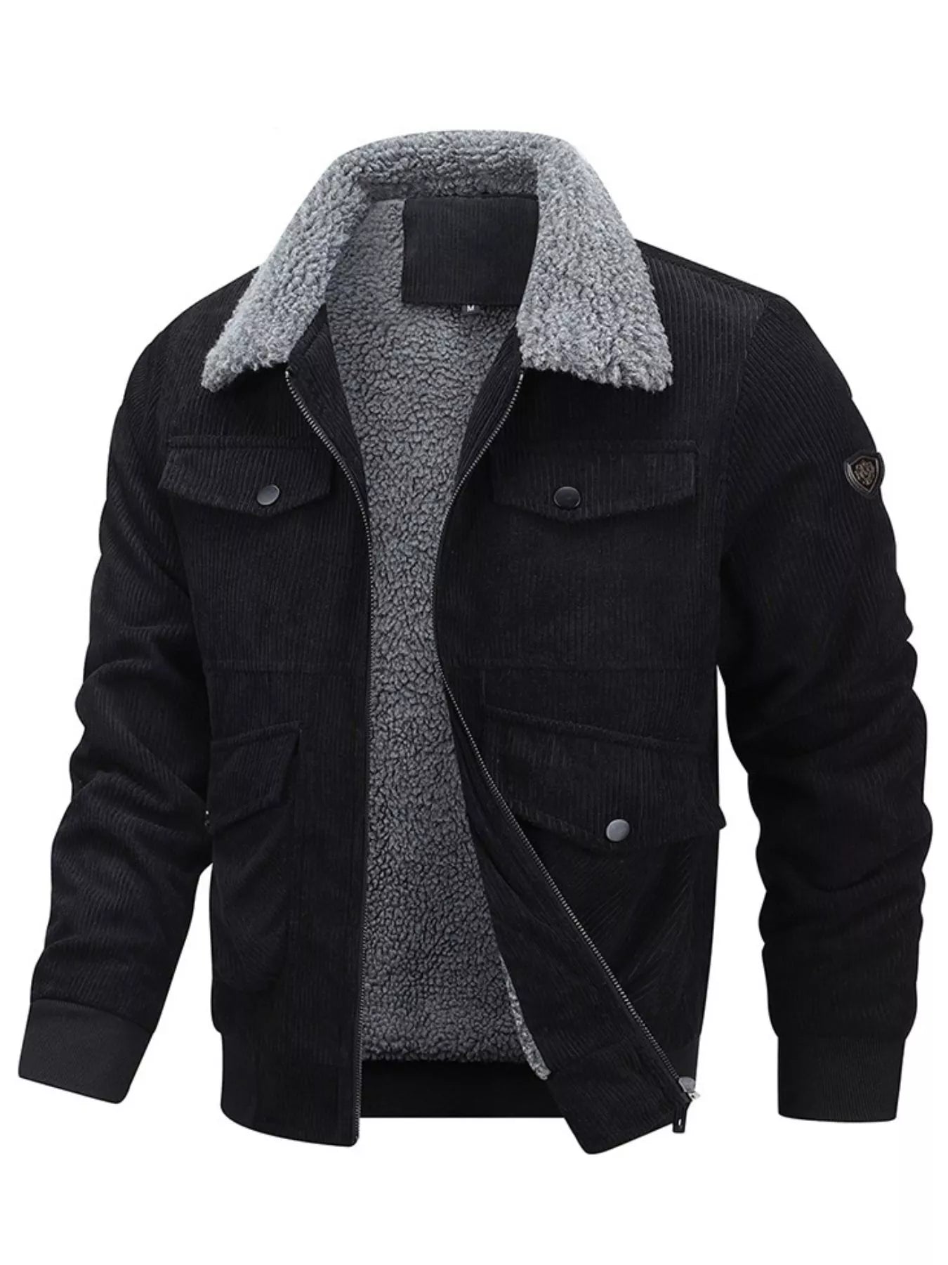 Men's Plus Size Corduroy Sherpa Lined Winter Coat