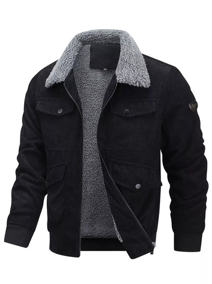 Men's Plus Size Corduroy Sherpa Lined Winter Coat