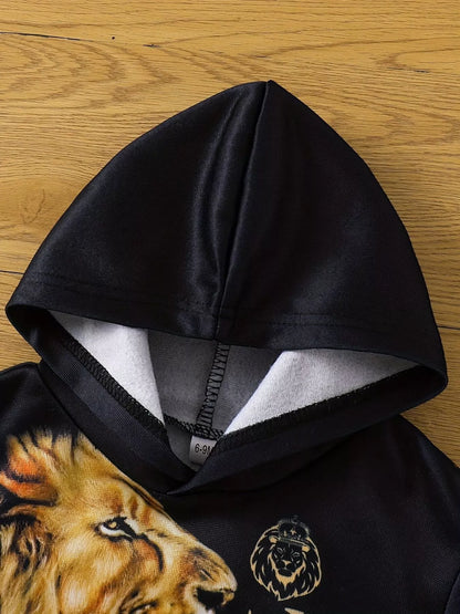Children's Lion King Print Hoodie and Pants Set