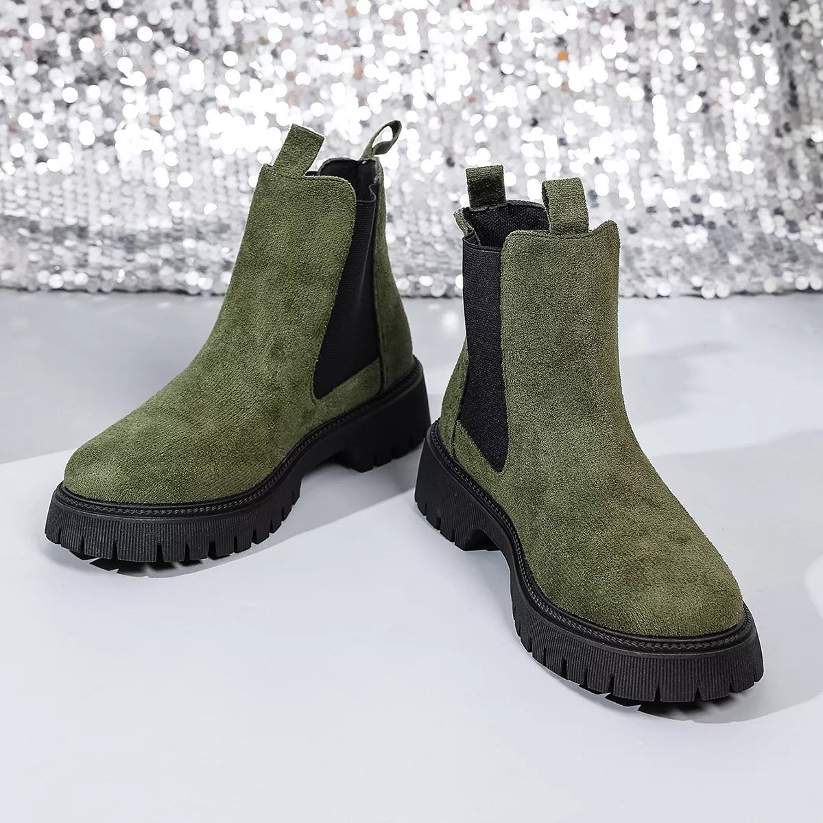 Elastic Side Panels Ankle Boots