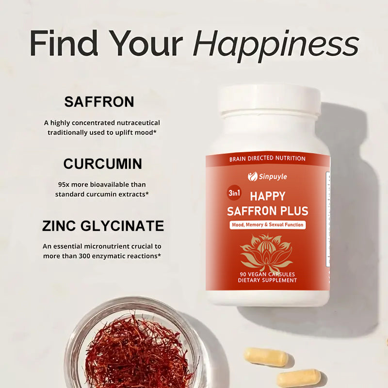 Saffron Supplements With Saffron Flower Extract, Curcumin & Zinc For Mood, Memory & Eye Health, Joint Supplements For Men Women