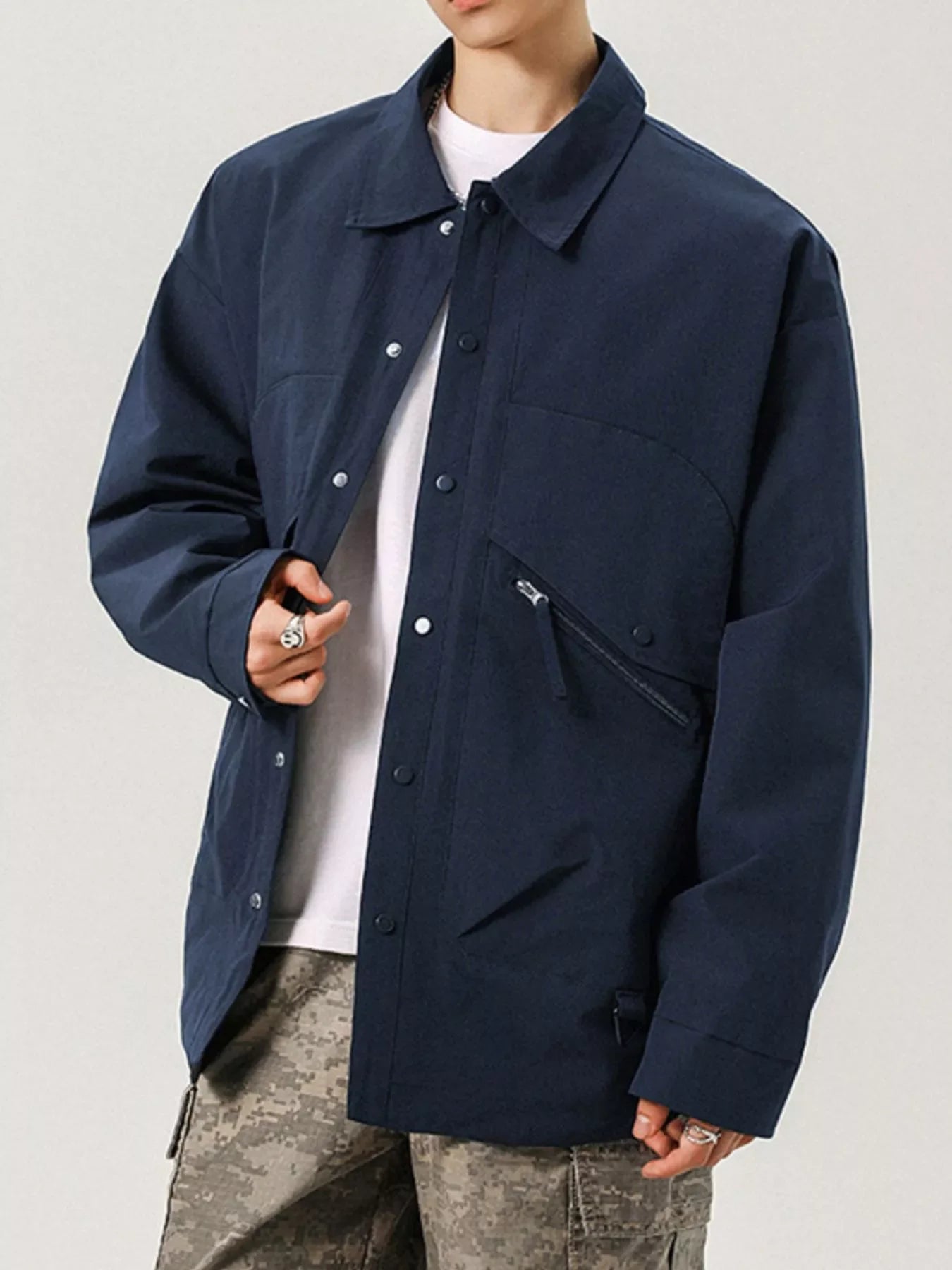 Men's Plus Size Casual Snap-Down Jacket