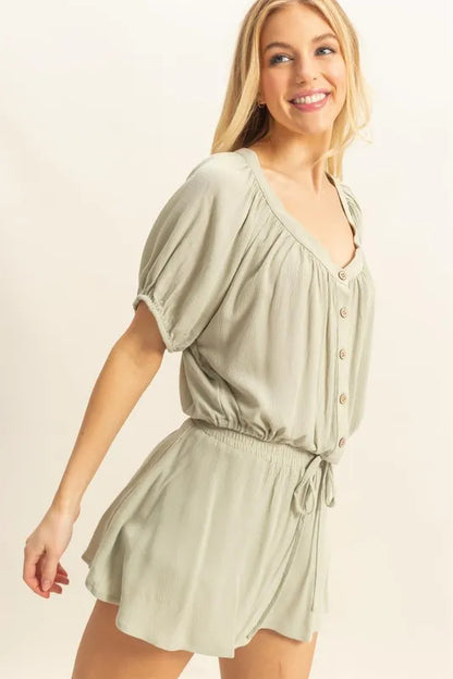 HYFVE Drawstring Hem Short Sleeve Top and Skort Set