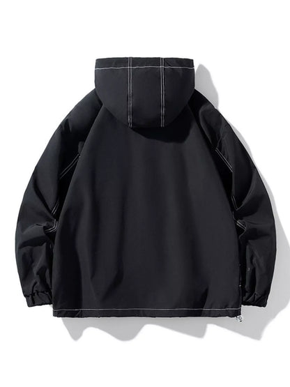 Men's Plus Size Drawstring Hooded Jacket