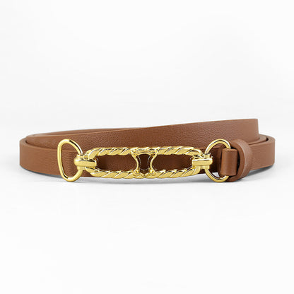 Gold Buckle Skinny Belt