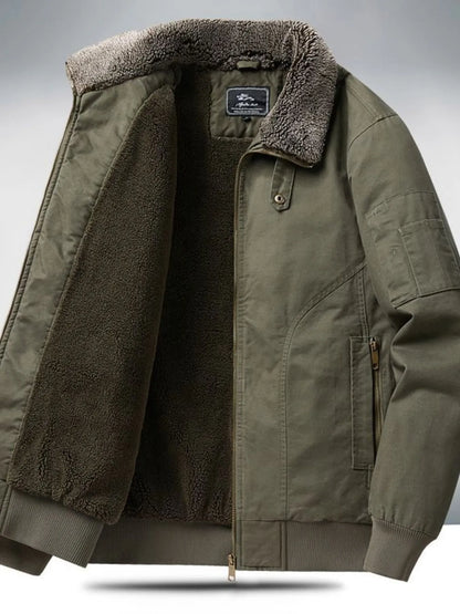 Men's Plus Size Sherpa Lined Zip Up Jacket
