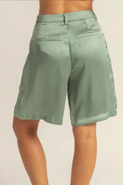 HYFVE High-Waist Pleated Satin Shorts