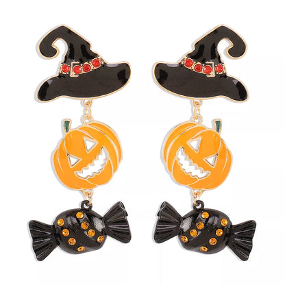Halloween 18K Gold-Plated Alloy Pumpkin Earrings