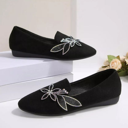 Rhinestone Point Toe Flats Slip-Ons