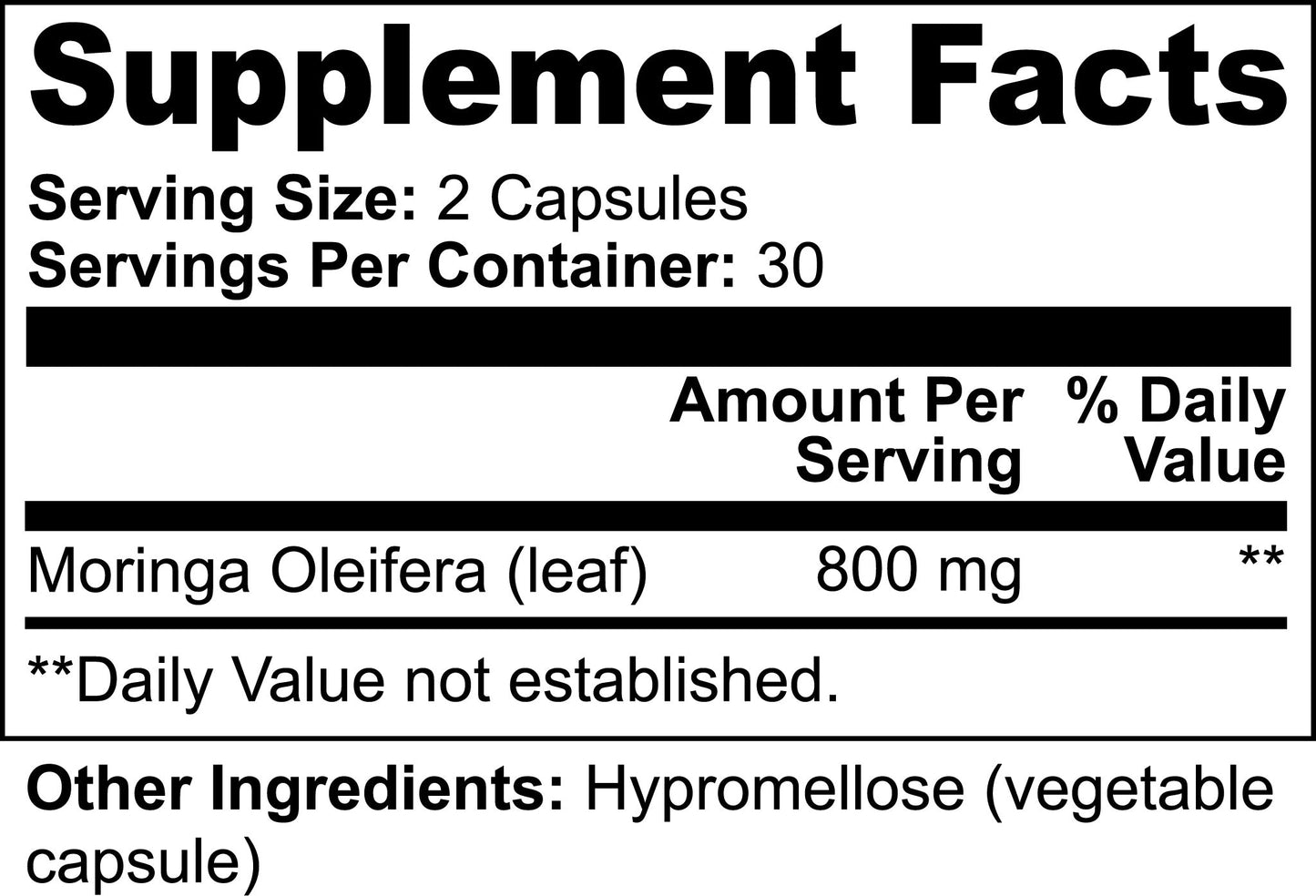 Premium Moringa Superfood Nutrient Rich Energy & Wellness Support Herbal Supplement | 60 Capsules