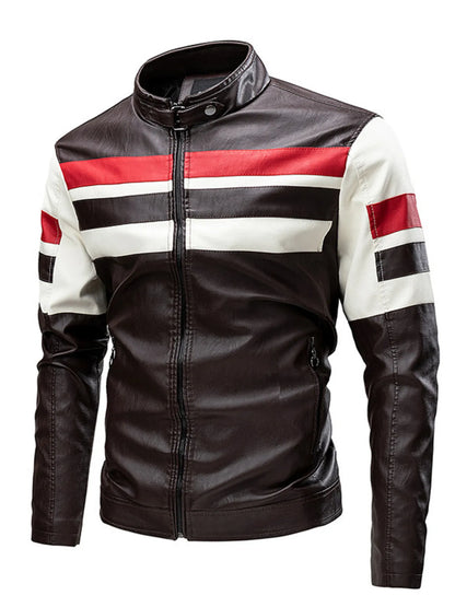 Men's Plus Size Contrast Zip Up Long Sleeve Jacket