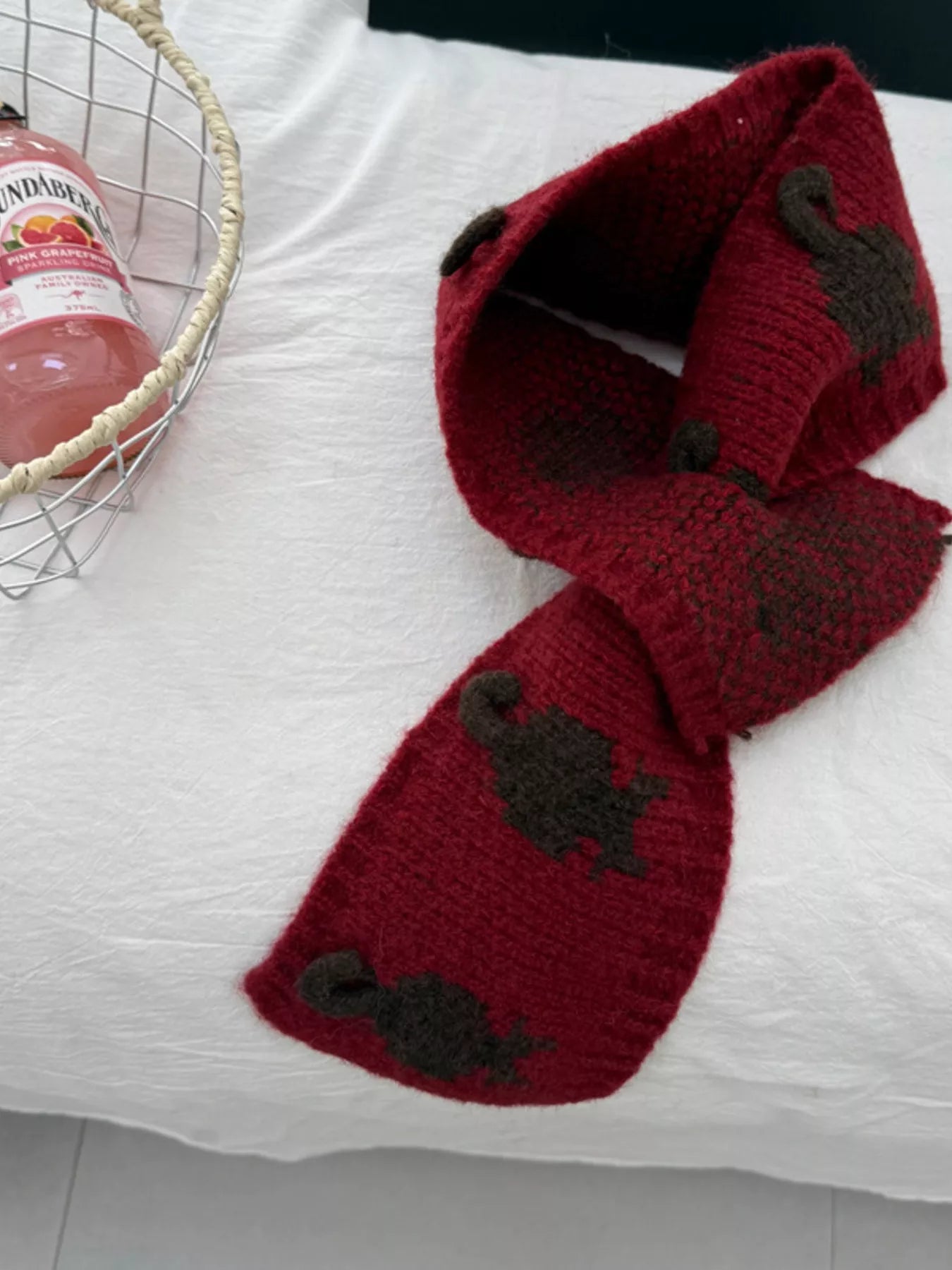 Knitted Contrast Pattern Warm Scarf