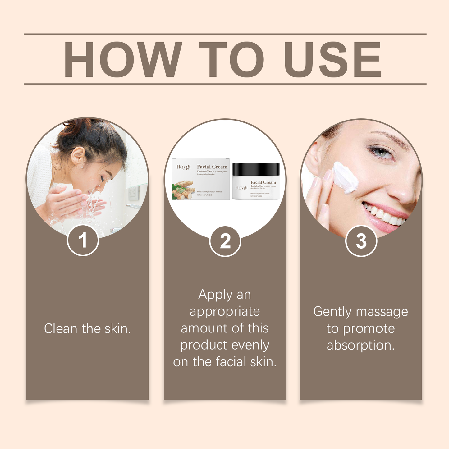 Hoygi Yam Cream, Moisturizes, Hydrates And Soothes Facial Skin With Balanced Care Cream