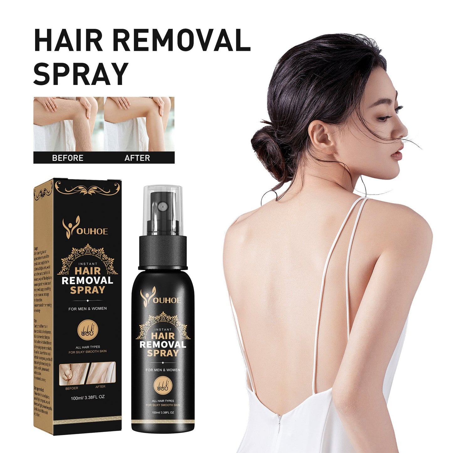 OUHOE Hair Removal Spray, Mild Non-Irritating Dry And Cool Whole Body Hair Removal And Hair Suppression Spray