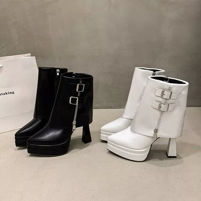 Point Toe High Heels Boots