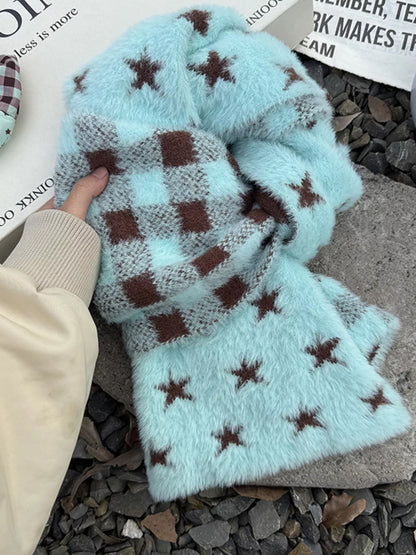 Star Plaid Plush Scarf