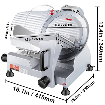 VEVOR 240W Commercial Meat Slicer, Electric Deli Food Slicer, Carbon Steel Blade Electric Food Slicer, 350-400RPM Meat Slicer, 0 - 0.47 Inch Thickness Adjustable For Commercial And Home Use