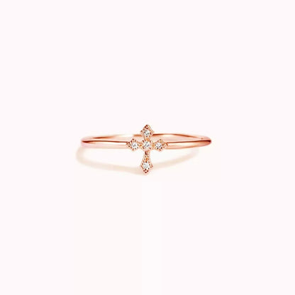 925 Sterling Silver Zircon Cross Ring