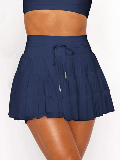 Ruched Mini Skort with Pockets