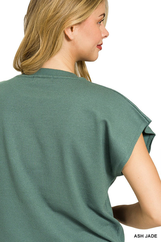 Zenana Viscose Round-neck Short Sleeve Sweater
