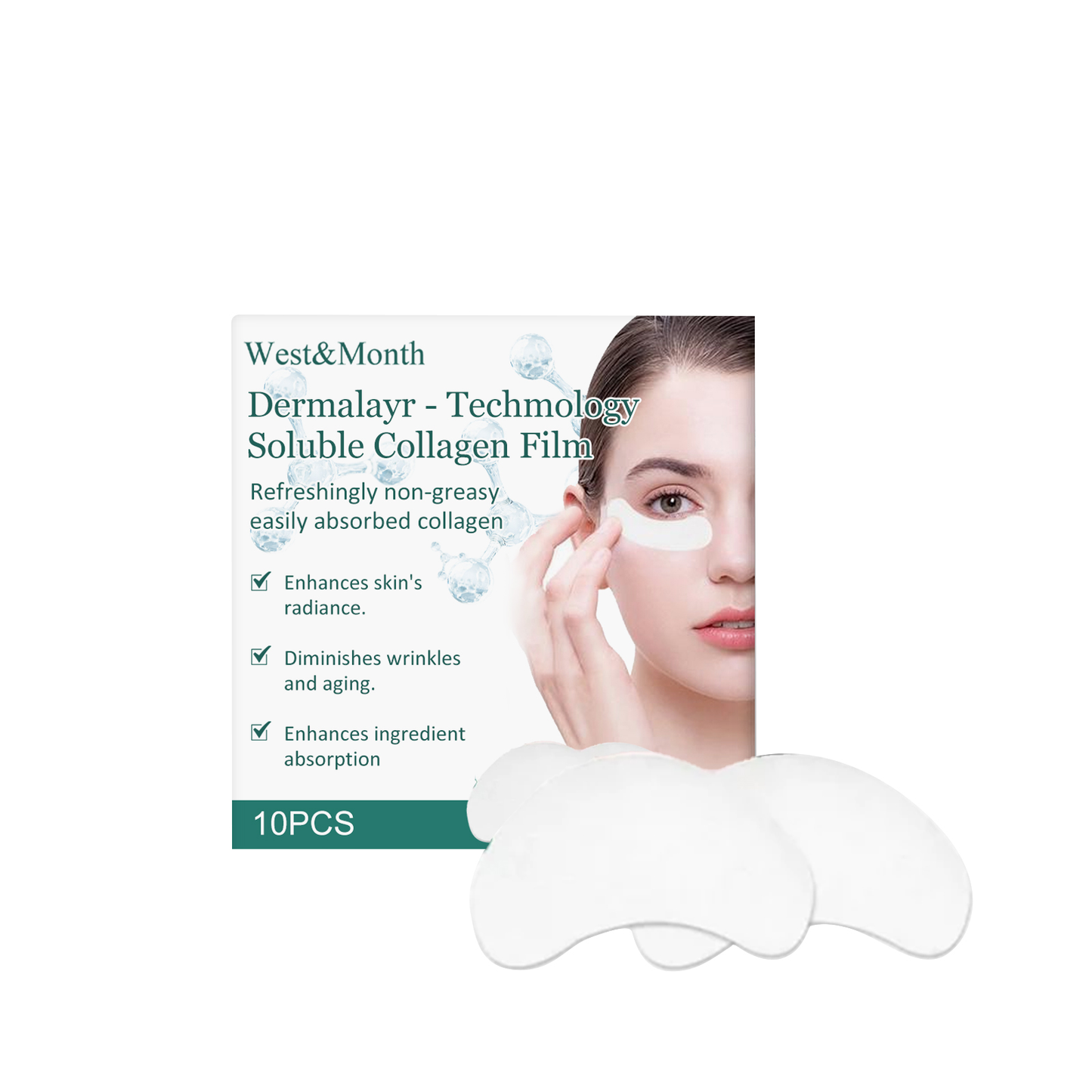 West&Month Dermalayr-Technology Soluble Collagen Film, Anti-wrinkle Moisturizing Firming Whitening Patch