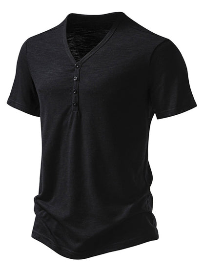 Men's Casual Button Detail T-Shirt