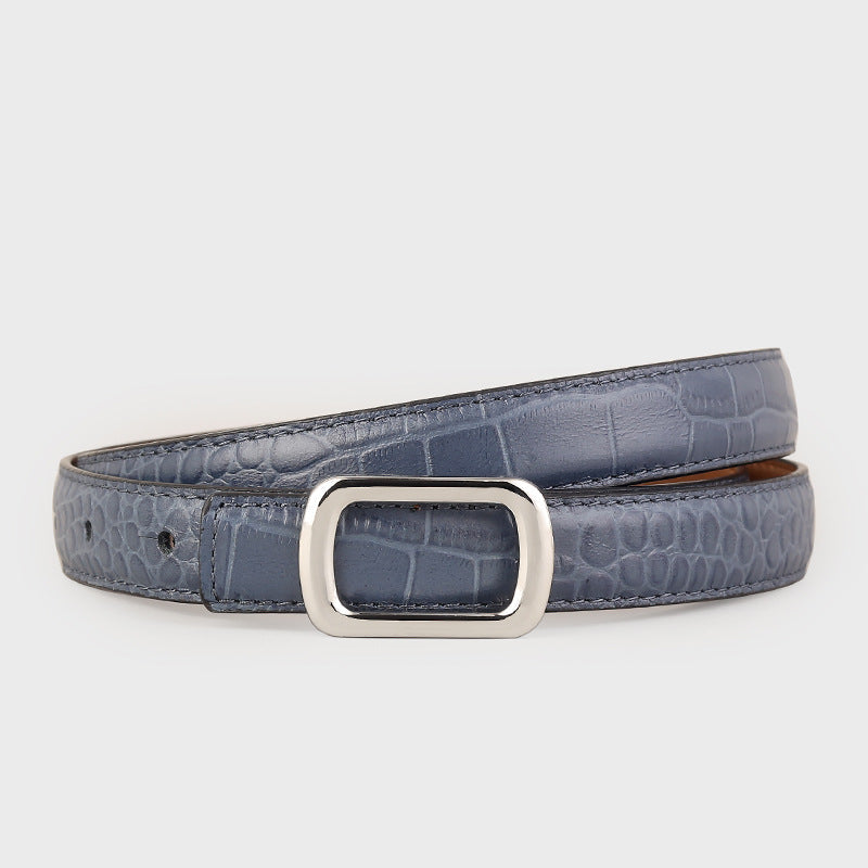 Crocodile Embossed Leather Belt