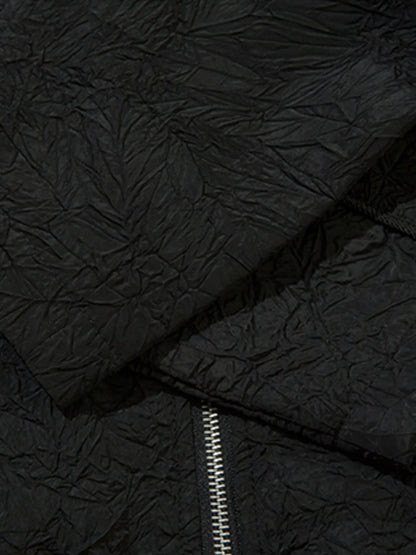 Textured Bomber Collared Neck Zip Up Jacket
