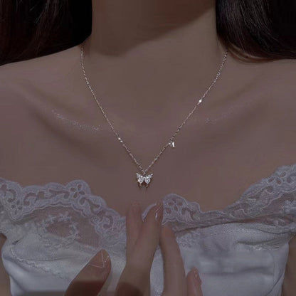 925 Sterling Silver Zircon Butterfly Necklace