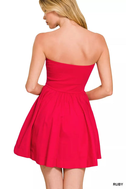 Zenana Combined Knit Tube Top Flare Mini Dress