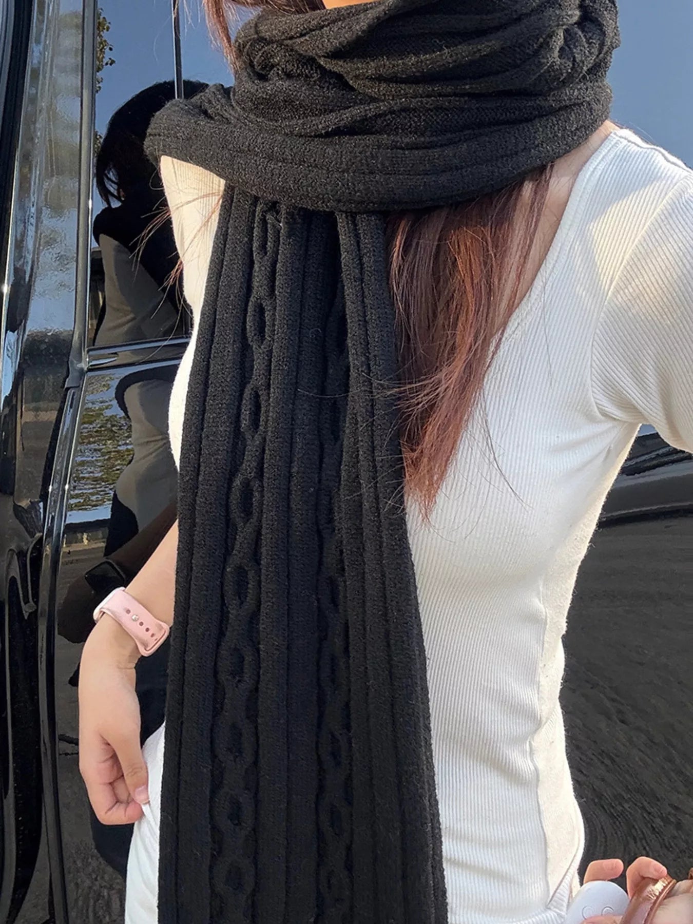 Textured Knit Winter Scarf