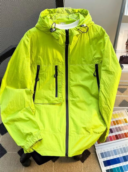 Men's Plus Size Lightweight Hooded Windbreaker Jacket