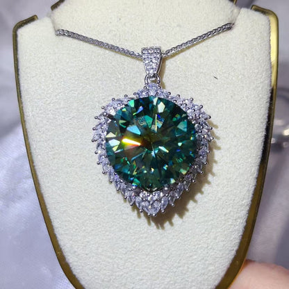 20 Carat Moissanite 925 Sterling Silver Pendant Necklace