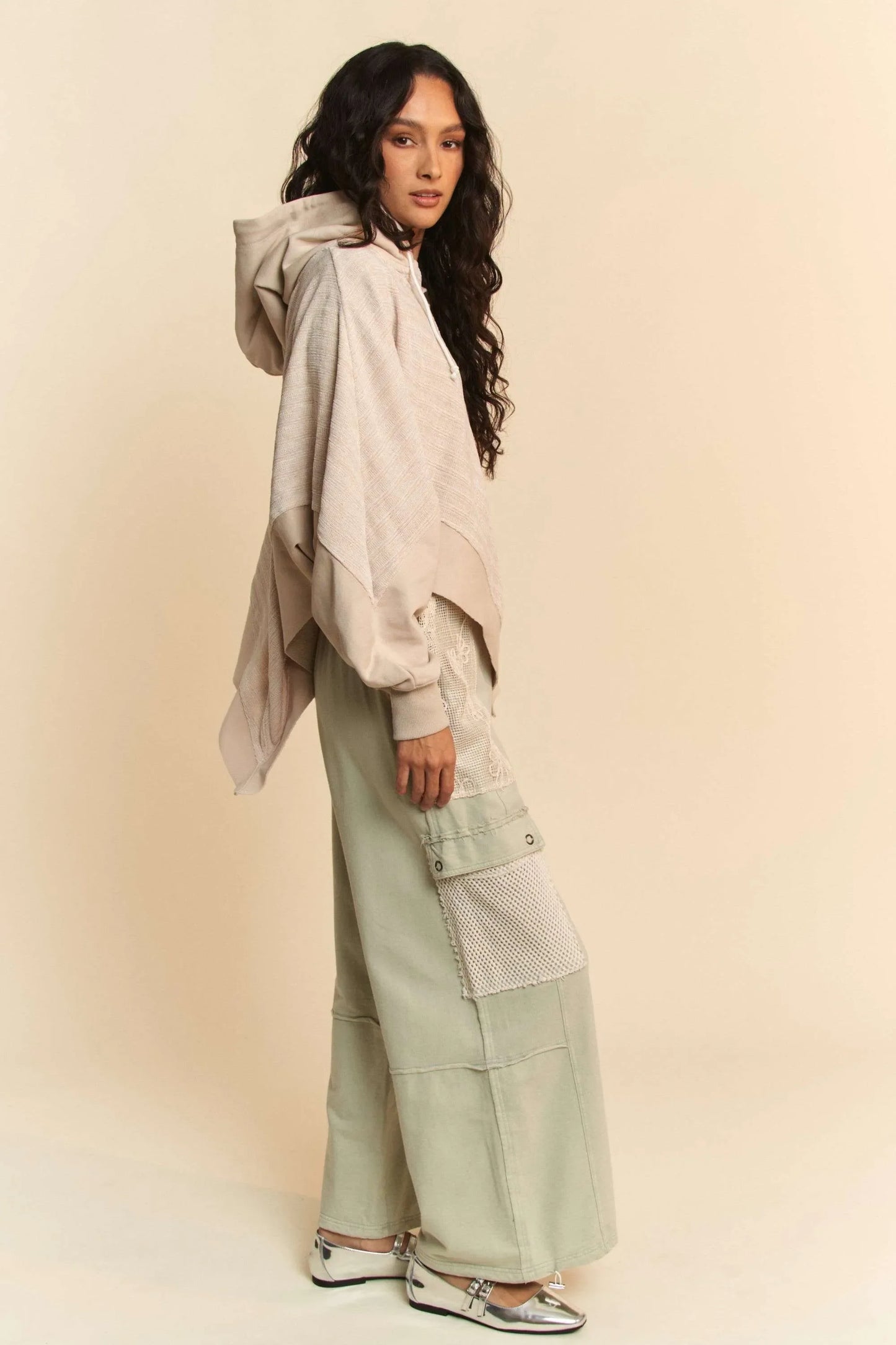 Davi & Dani Lace Patchwork Bottom Opening Adjustable Pants
