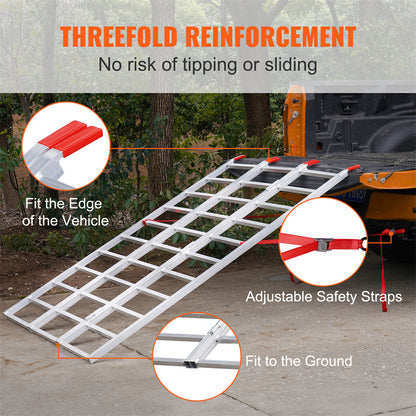 VEVOR Tri-Fold Aluminum Loading Ramp 1500 Lbs 77in X 54in For Tractors ATVs UTVs
