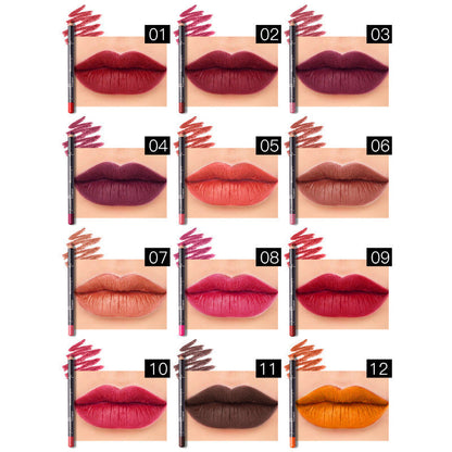 12 Color Lip Liner Pencil Set, High Pigmented Natural Lip Makeup Vegan Soft Pencils Longwear  Ultra Fine Lip Liners