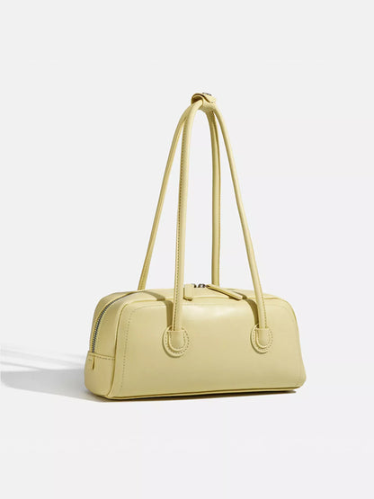 Solid Color Leather Shoulder Bag