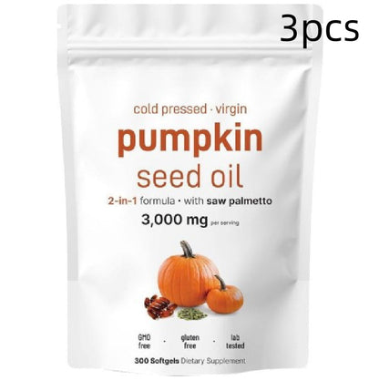 Cold Pressed Virgin Pumpkin Seed Oil with Saw Palmetto 2-in-1 Formula, 3000mg per Serving, 300 Softgels Dietary Supplement
