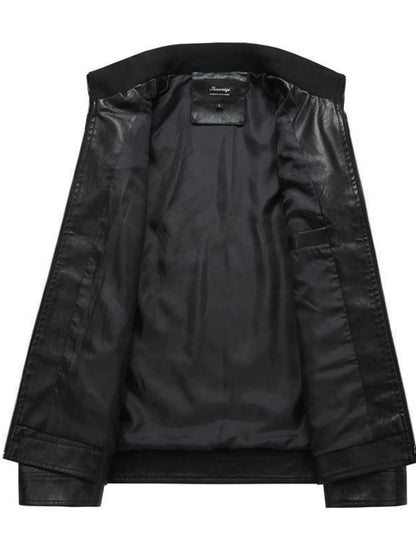 Men's Plus Size Zip Up Leather Moto Jacket