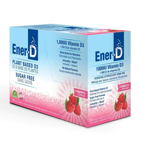 Ener-d Drink Mix D3 Raspberry, 24 ct (Dairy, Gluten & GMO Free) - Vitamin D Supplement