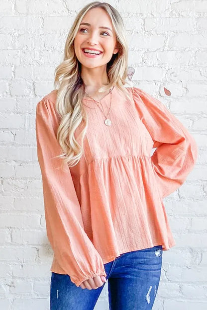 And The Why Textured V Neck Blouse Top