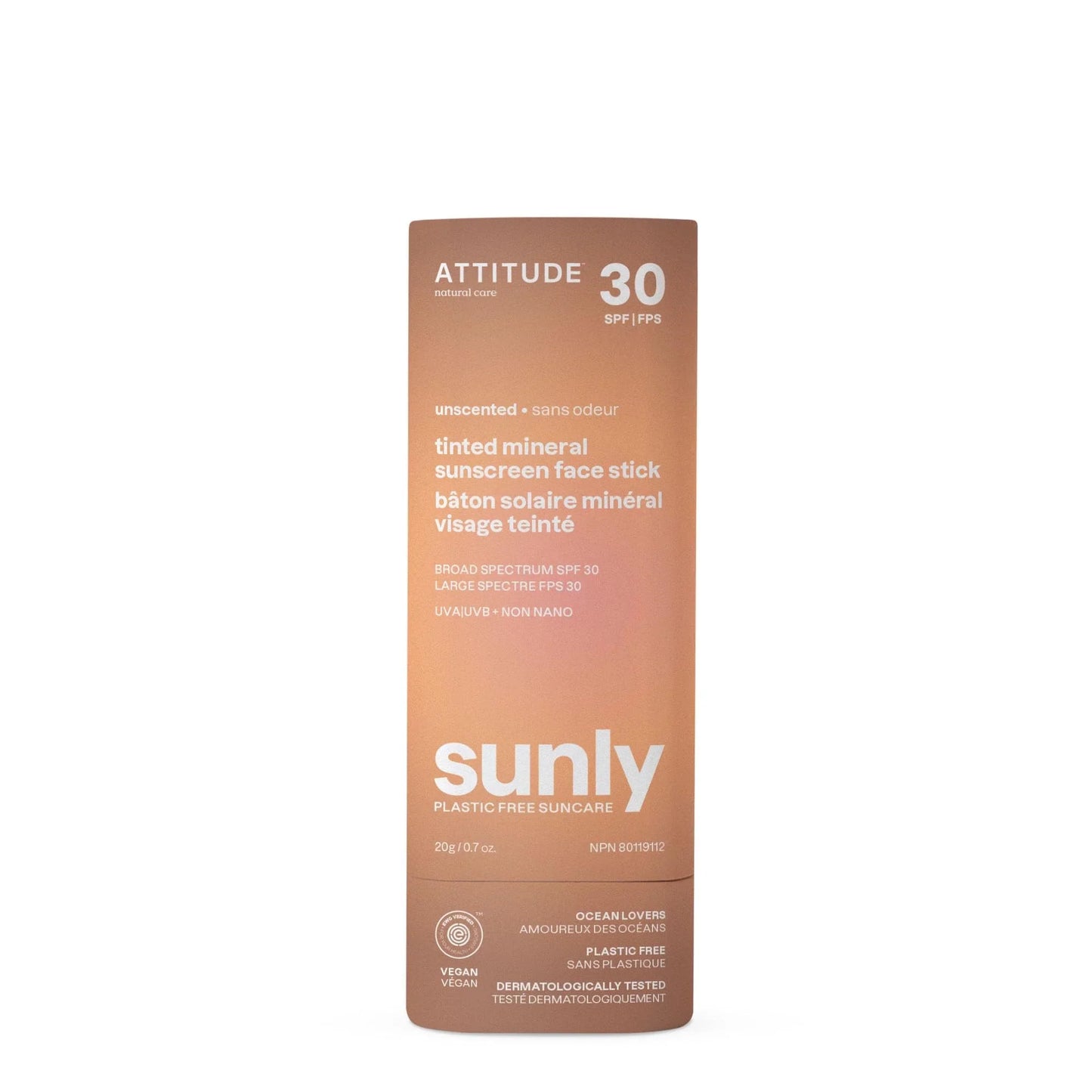Attitude - Tinted Sunscreen Stick for Face, 0.7 oz (Pack of 1) - Broad Spectrum Protection
