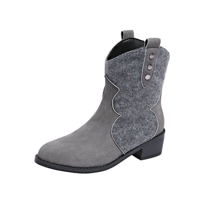 Round Toe Block Heels Boots