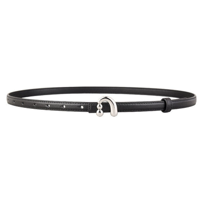 Silver Buckle Skinny Leather Belt