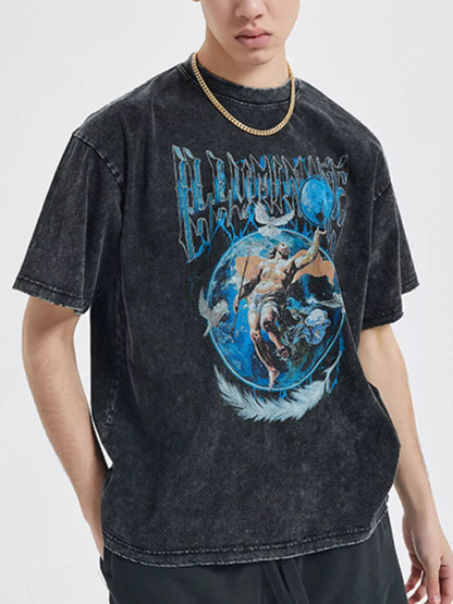 Men's Vintage Graphic Round Neck Oversized T-Shirt
