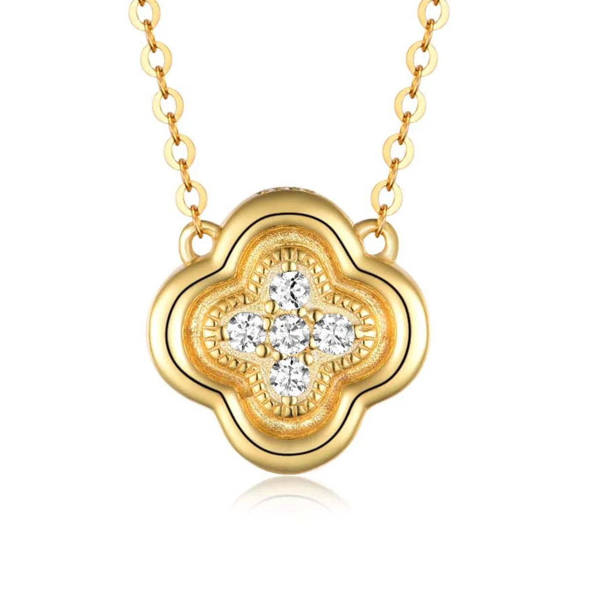 925 Sterling Silver Moissanite Leaf Clover Necklace