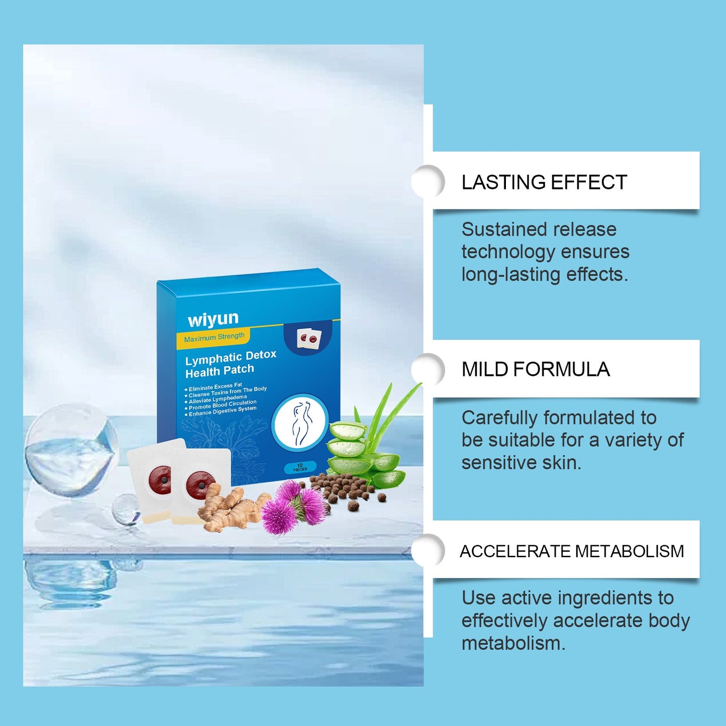 Wiyun Body Care Patch, Gentle Maintenance Of The Body Light Moisturizing Skin Show A Beautiful Body