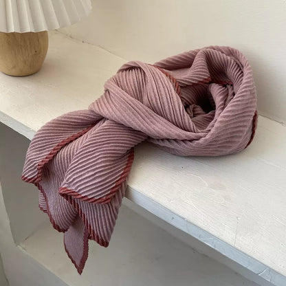 Contrast Trim Texture Warm Scarf